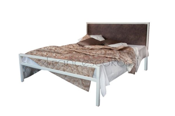 Кровать Лофт Лоренцо белая с коричневой вставкой