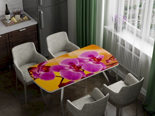 Стол кухонный раздвижной фотопечать Орхидея