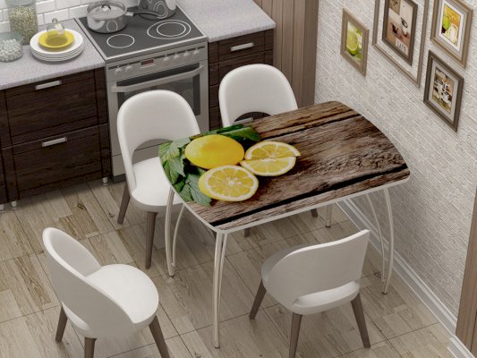 Стол кухонный бочонок фотопечать Лимон