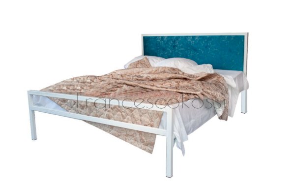 Кровать Лофт Лоренцо белая с голубой вставкой