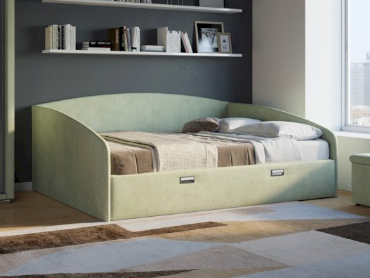 Кровать Bono Велюр (Лофти Олива)