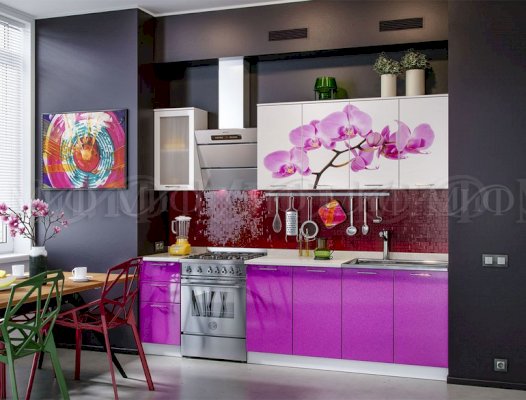 Кухня с фотопечатью Орхидея фиолетовая