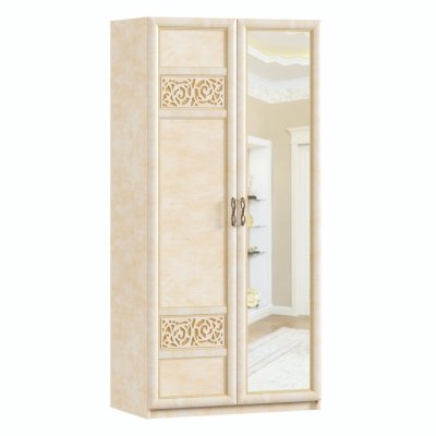 Шкаф 2-х створчатый с глухой и зеркальной дверями Александрия 625050М
