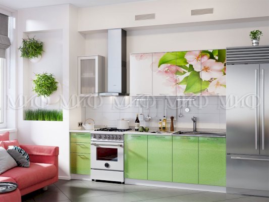 Кухня с фотопечатью Яблоневый цвет