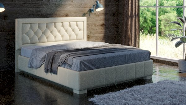 Кровать 2-х спальная с подъемным механизмом в экокоже № 246 МК 52